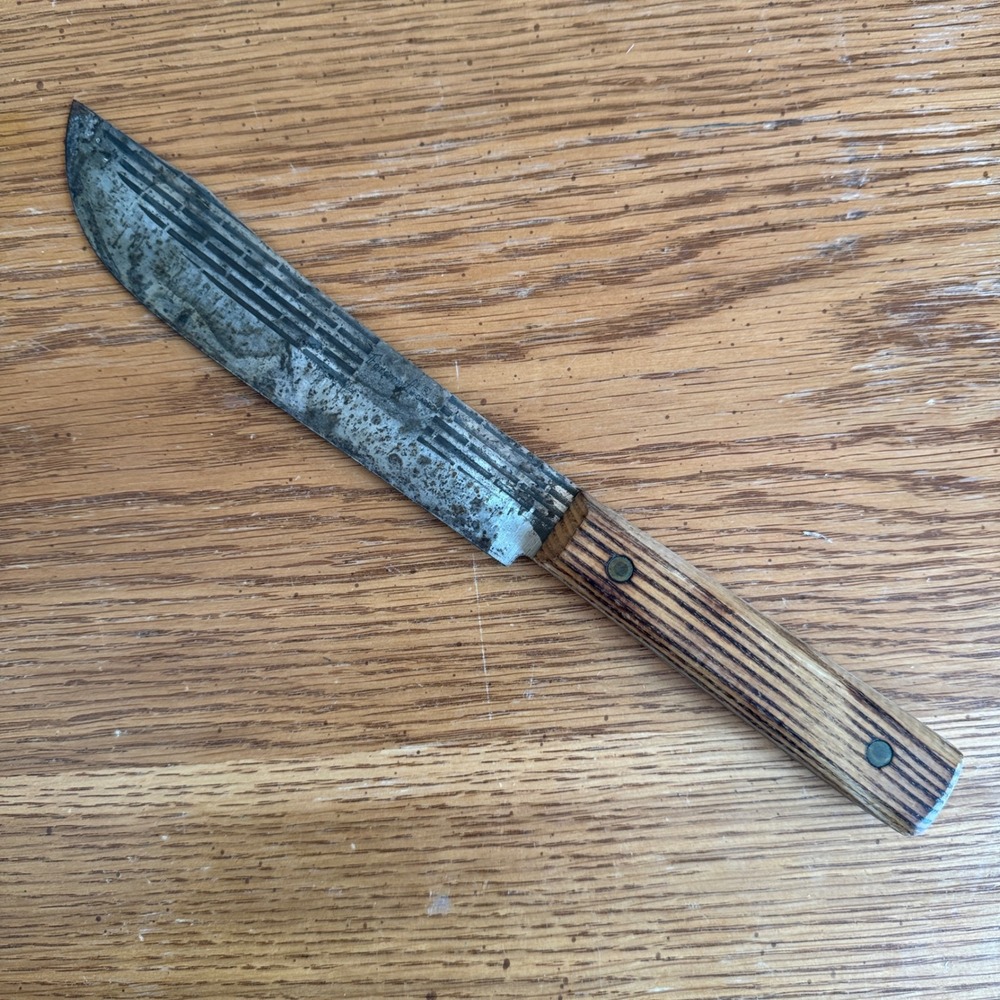 Forgecraft Hi-Carbon Steel Butcher Knife Vintage Wood Handle